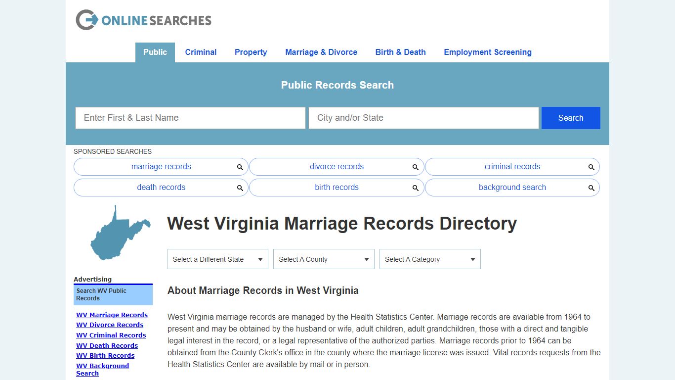 West Virginia Marriage Records Search Directory