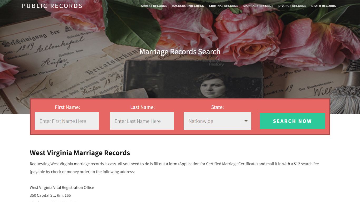 West Virginia Marriage Records | Enter Name and Search ...